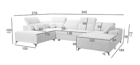 Narożnik z funkcją spania Penejos VI beżowy prawostronny stylowy narożnik rozkładany z dwoma pojemnikami na pościel trwała tkanina