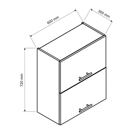 Szafka kuchenna wisząca Zova WS60GRF/2 biały / jasny szary szafka do kuchni z frontami otwieranymi do góry stylowe frezowane uchwyty