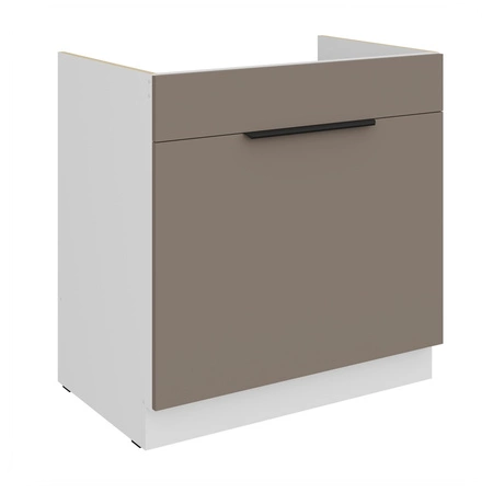 Szafka kuchenna pod zlewozmywak z szufladą Fiuggi Wh 80 ZL 1S BB fronty szafki kuchennej wykończone w technologii anti fingerprint