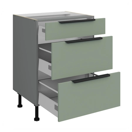 Zestaw mebli kuchennych Treviso Ant 300 cm stylowe szafki kuchenne z frontami wykonanymi w technologii anti fingerprint metalowe uchwyty