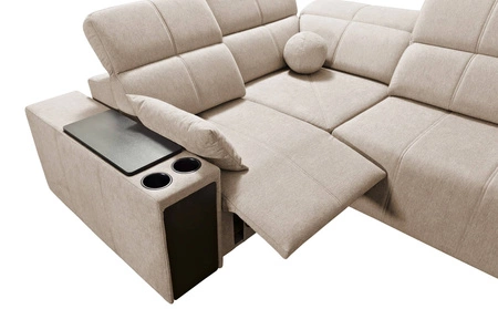 Narożnik z funkcją spania Tesalia II Lux szary popiel lewostronny wygodny narożnik z przesuwanym oparciem oraz wysuwanym podnóżkiem