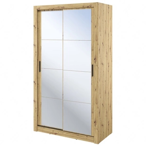 Szafa przesuwna z lustrem Arti 120 cm dąb artisan pojemna szafa do przedpokoju drzwi szafy wykończone lustrami w ciekawej konfiguracji