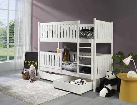 Łóżko piętrowe Martynka 2 osobowe 80x180 cm głębokie szuflady wysuwane na kółkach zajmuje przestrzeń łóżka pojedynczego