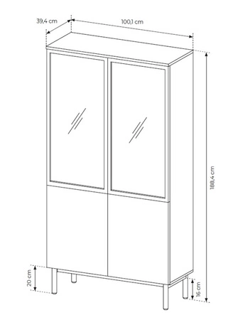 Witryna Clovis 100 cm czarny / dąb evoke nowoczesna forma witryny stylowe wykończenie salonu system push to open