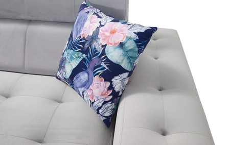 Narożnik z funkcją spania Hampton III kwarcowy róż lewostronny komfortowy narożnik wykonany z gładkiej i miękkiej tkaniny typu velvet