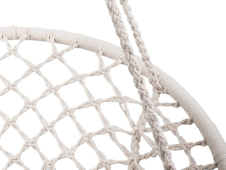 Fotel wiszący Nido ecru wykonany z plecionej liny fotel wiszący bocianie gniazdo idealnie dopasuje się do aranżacji w stylu boho