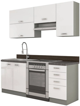 Zestaw mebli kuchennych Bianka 180 cm fronty w połysku niepowtarzalny styl szafek dopasuje się do wnętrza każdej kuchni