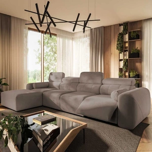 Narożnik z funkcją spania Cantare XII Lux ciemny beż lewostronny estetyczny i niezwykle komfortowy narożnik z podnoszonym podnóżkiem