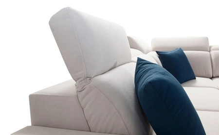 Narożnik z funkcją spania Kelly Sleek X grafitowy lewostronny niezwykle elegancki narożnik do salonu z regulowanymi zagłówkami