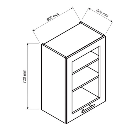 Szafka kuchenna wisząca Zova WS50 biała szafka do kuchni z przeszkleniem odporna na uszkodzenia stylowy frezowany uchwyt