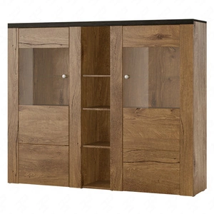 Komoda wysoka Larona 155 cm dąb lefkas / touchwood nowoczesny design idealna komoda do salonu sypialni lub biura prosta forma szkło hartowane