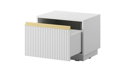 Szafka nocna z szufladą Imperial biała z możliwością podwieszenia modna szafka do sypialni z eleganckim frezowanym frontem