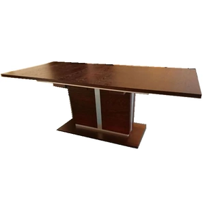 Stół rozkładany Fin 150-200 cm wenge blat w fornirze pokryty warstwą drewna prowadnice synchroniczne obrzeża wykończone okleiną