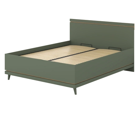 Łóżko Scandia 160x200 cm zielone z pojemnikiem na pościel nowoczesny styl łóżko na wysokich nogach do sypialni