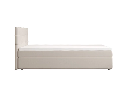 Łóżko kontynentalne Fresno 120x200 beżowe w nowoczesnym skandynawskim stylu z tapicerowanym zagłówkiem łóżko z pojemnikiem