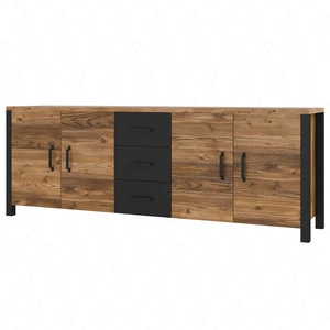 Komoda z szufladami Olin 220 cm appenzeller / czarny stylowy design komody w stylu industrialnym czarne uchwyty