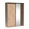 Szafa przesuwna z lustrem Cali 179 cm dąb artisan / czarny stylowa szafa z lamelami w kolorze drewna idealna szafa do sypialni czy garderoby