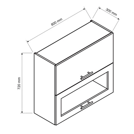 Szafka kuchenna wisząca Zova WS80GRF/2 SD biały / dąb halifax szafka z przeszkleniem z frontami otwieranymi do góry frezowane uchwyty
