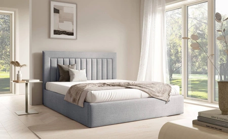 Łóżko tapicerowane Togo 160x200 szary popiel eleganckie i funkcjonalne łóżko do sypialni gustowne pionowe przeszycia na wezgłowiu