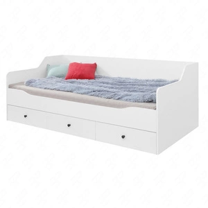 Łóżko z szufladami Skien 90x200 cm biały połysk nowoczesny design łóżka obrzeża wykończone specjalną okleiną ABS