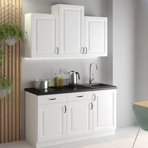 Zestaw mebli kuchennych Snow 150 cm szafki doskonale prezentują się we wnętrzach skandynawskich klasycznych oraz nowoczesnych