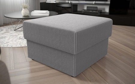 Puf Fogu szary popiel stylowy design pufa idealna do uzupełnienia aranżacji miękka sztruksowa tkanina o wyrazistych prążkach