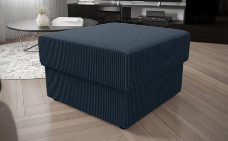 Puf Fogu niebieski stylowy design pufa idealna do uzupełnienia aranżacji miękka sztruksowa tkanina o wyrazistych prążkach