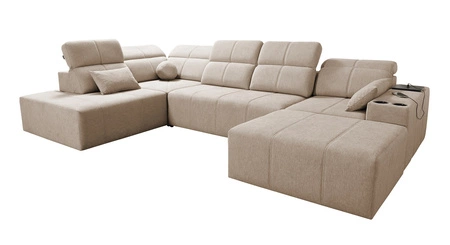 Narożnik z funkcją spania Tesalia VI szary prawostronny nowoczesny i komfortowy narożnik z funkcją przesuwanego oparcia