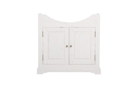 Szafka pod umywalkę Romantic 85 cm biała elegancka szafka wykonana z drewna metalowe uchwyty idealna do łazienek w stylu klasycznym