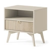 Szafka nocna Wald beżowy / beż jodełka z szufladą idealna szafka do sypialni gustowny dekor jodełki na froncie szuflady 