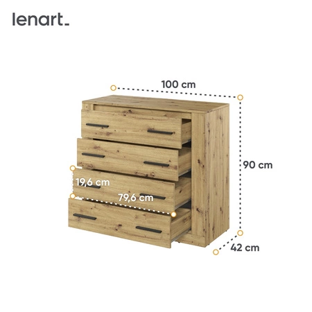 Komoda z szufladami Arti 100 cm dąb artisan minimalistyczny design klasyczna forma idealna komoda do salonu lub pokoju dziennego