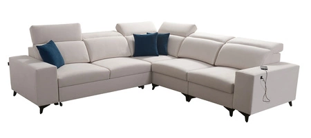 Narożnik z funkcją spania Kelly Sleek III czarny prawostronny elegancki narożnik do salonu z dwoma pojemnikami na pościel