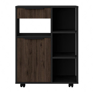 Szafka kuchenna Brianza 70 cm czarny / orzech okapi funkcjonalna szafka kuchenna z kółkami idealny mebel do przechowywania naczyń