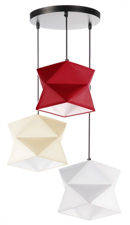 Lampa wisząca potrójna Quasar designerska lampa sufitowa do salonu z kolorowymi abażurami i czarną rozetą sufitową