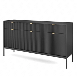 Komoda z szufladami Lovro 154 cm czarna nowoczesny design zachwyci miłośników wyrazistych wnętrz