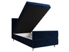Łóżko kontynentalne Benet 100x200 granatowe w nowoczesnym skandynawskim stylu z tapicerowanym zagłówkiem oraz zanóżkiem łóżko z pojemnikiem