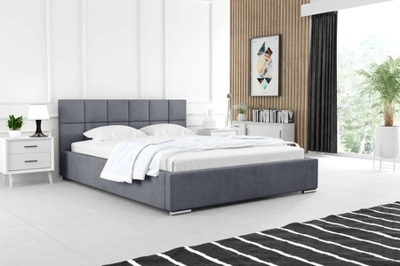 Łóżko tapicerowane Costa 140x200 szare stylowe łóżko z pojemnikiem na pościel wygodny zagłówek zachwyca eleganckim designem