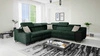 Narożnik z funkcją spania Alcamo III zielony lewostronny funkcjonalny narożnik z szufladą w boczku dwa pojemniki na pościel