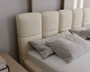 Łóżko tapicerowane Olne 140x200 beżowe stylowe łóżko z pojemnikiem na pościel wygodny zagłówek zachwyca eleganckim designem