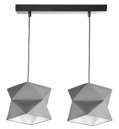 Lampa wisząca podwójna Quasar designerska lampa sufitowa do salonu z bawełnianym abażurem i metalową podstawą