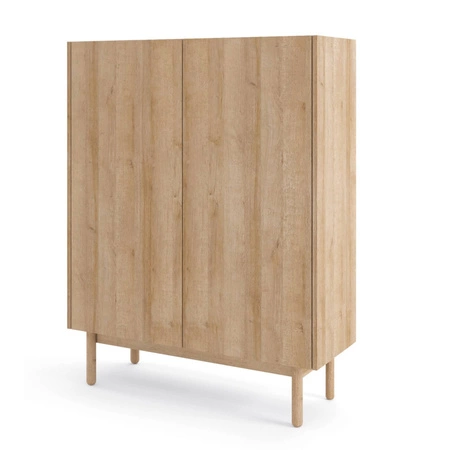 Komoda wysoka Boho 97 cm dąb riviera / marmur bianco elegancka forma w nowoczesnym stylu uniwersalne połączenie kolorów dekoracyjny blat w marmurowym dekorze