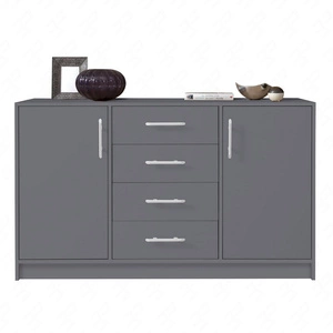 Komoda z szufladami Caspe 140 cm antracytowa nowoczesny design mebla obrzeża komody wykończone specjalną okleiną ABS
