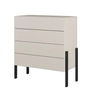 Komoda z szufladami Jukon S 80 cm beżowa gustowna forma mebla w nowoczesnym stylu system otwierania push to open metalowe czarne nogi