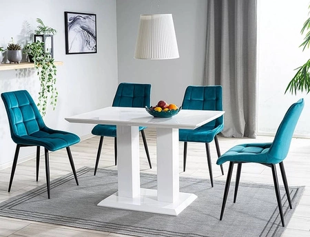 Krzesło tapicerowane Chic turkusowe nowoczesne oraz funkcjonalne krzesło z metalowymi nogami