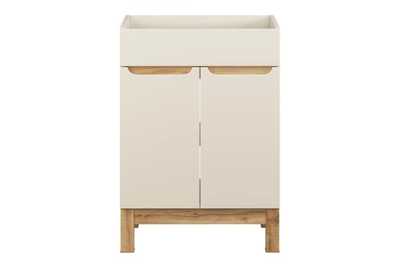 Szafka pod umywalkę Bali 60 cm beżowy / dąb wotan wysokiej jakości szafka łazienkowa z półką stylowe frezowane uchwyty