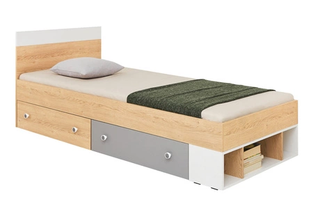 Zestaw mebli Pixel dąb biszkoptowy / biały / szary idealna propozycja do pokoju młodzieżowego lub dziecięcego w modnym stylu