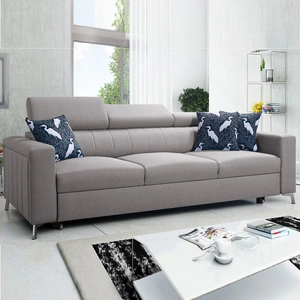 Sofa z funkcją spania Savona jasny szary komfortowa sofa do salonu zapewnia wygodę podczas wypoczynku regulowane zagłówki