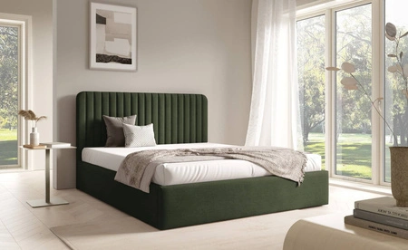 Łóżko tapicerowane Faro 180x200 zielone wygodne łóżko do sypialni designerskie wezgłowie o subtelnie zaokrąglonym kształcie