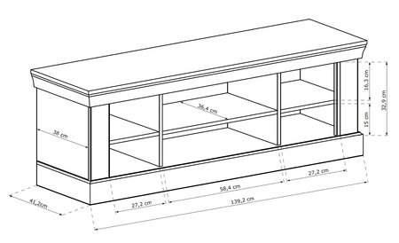 Szafka RTV Antica 142 cm dąb craft złoty elegancki styl idealna szafka pod telewizor do salonu lub pokoju dziennego prosta forma