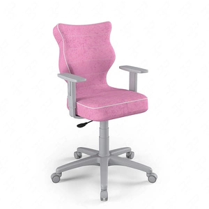 Krzesło do biurka Duo różowe idealne do wzrostu 146-176,5 cm profilowane siedzisko regulowane podłokietniki łatwo czyszcząca tkanina